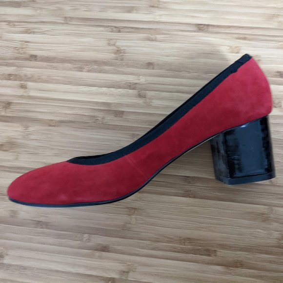 Aldo red suede block heels